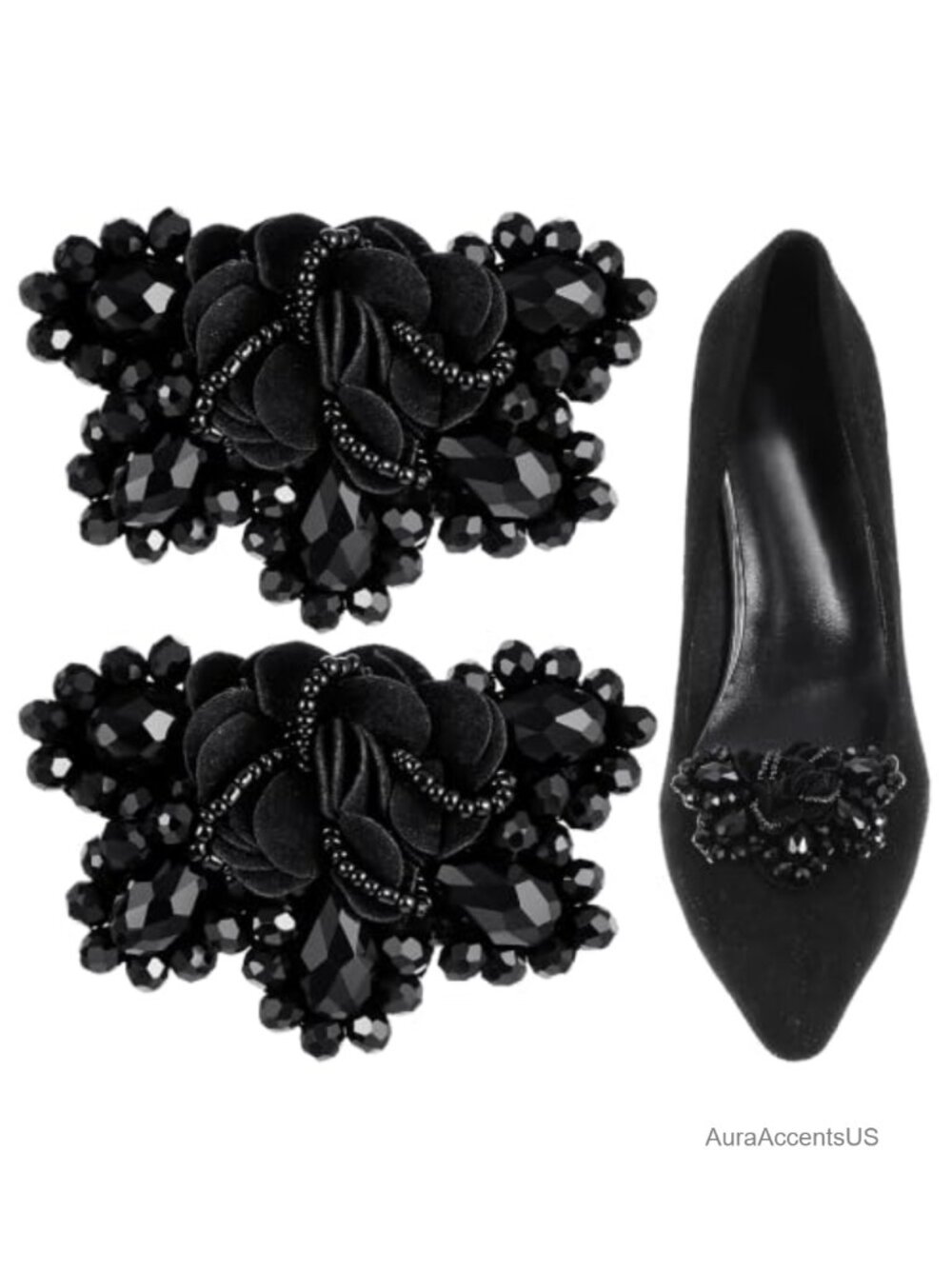 Rhinestone Bow Shoe Clips for Women Dress Heels Flats Wedding Party 2pcs